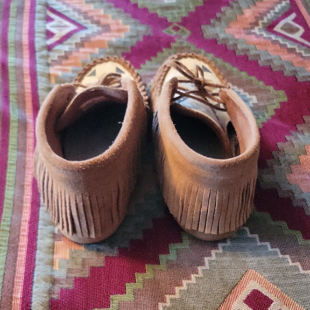 Brown Patterned Men's Moccasins - Picture 2 of 4